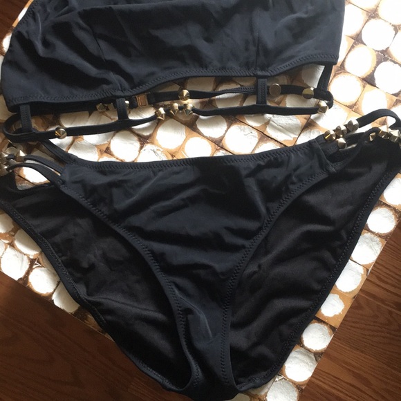 ASOS 👙 Black /gold metal details - Picture 7 of 8
